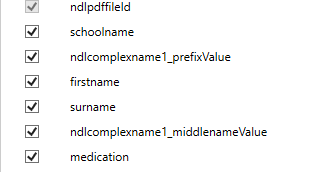 Picture showing the Complex Name Middle Name Row. 
